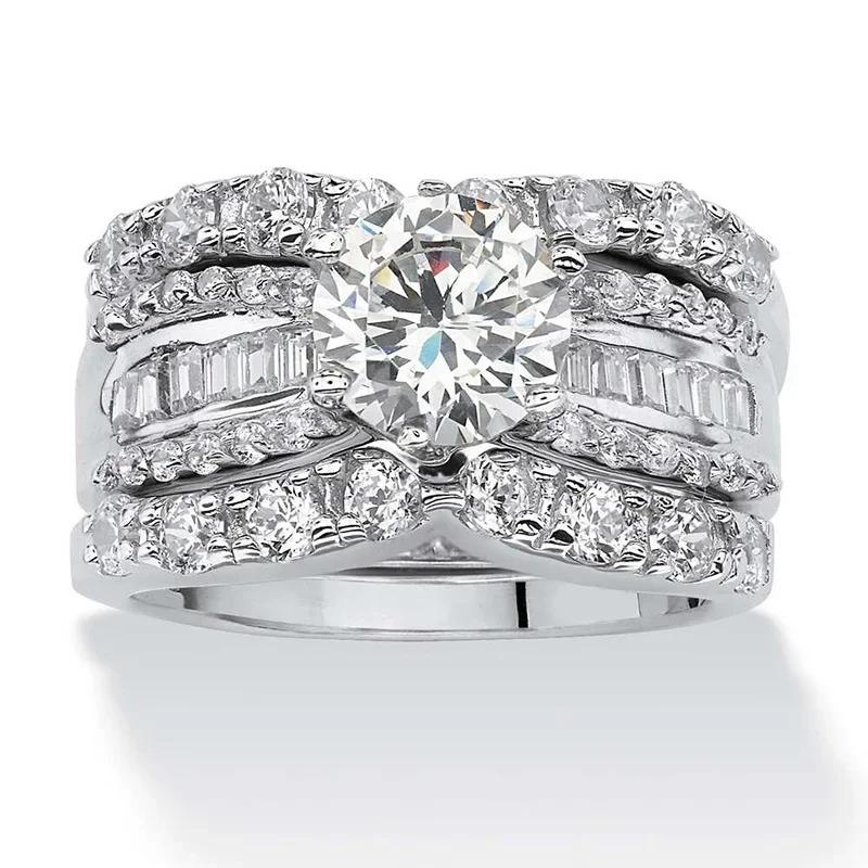 Elegant Shining Zircon Wedding Ring Trendy Bride Geometric High-End Design Sense Women s Personalized Fashion Zircon 6