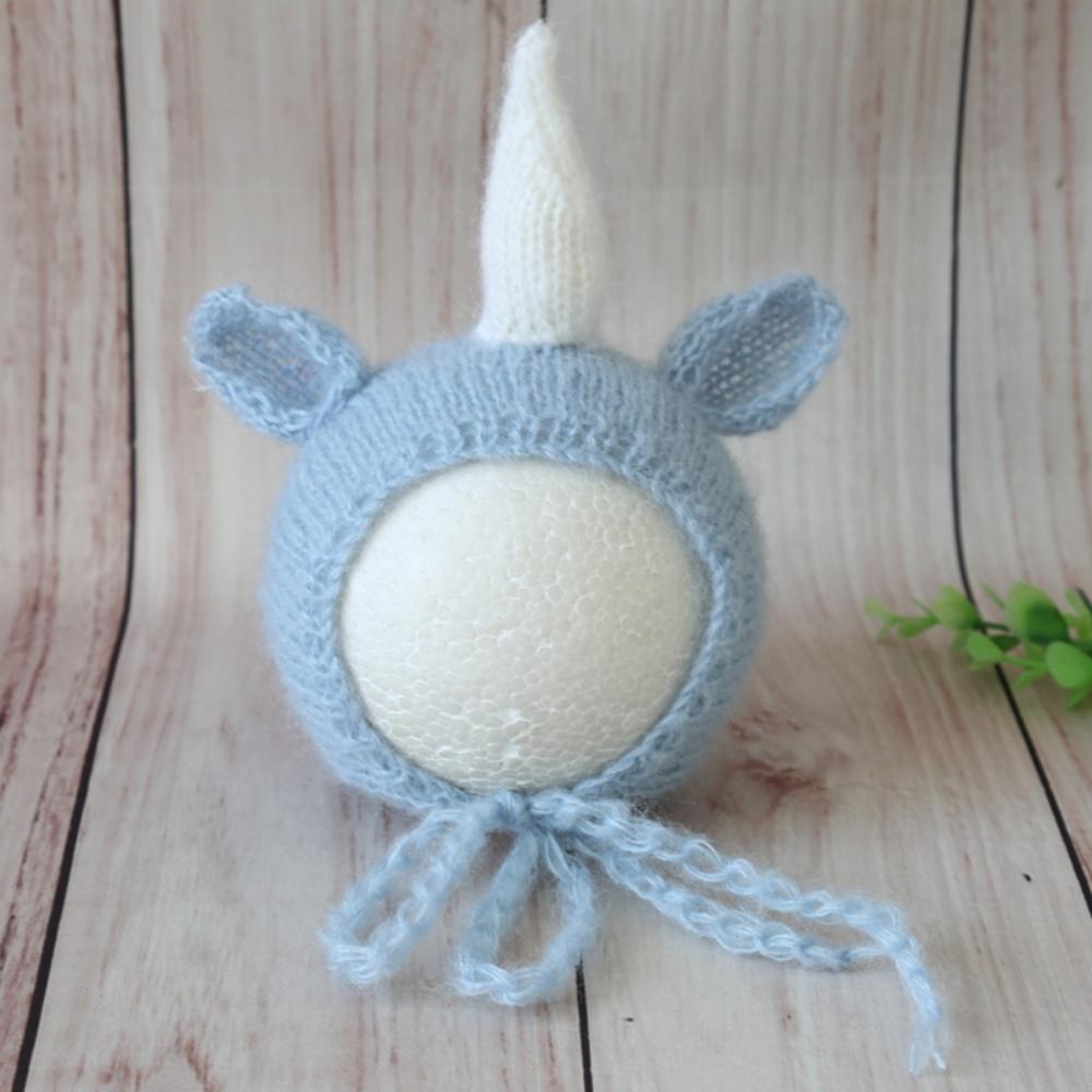 Hand Knitted Crochet Angora Wool Baby Elf Hat Newborn Coming Home Bonnet Beanie for Photography Props
