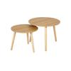 Tables d'appoint en bois - AKTIVE - Lot de 2 - D 40 x 44 cm - D 50 x 50 cm - Bois naturel - Capacité 5 kg - Rustique
