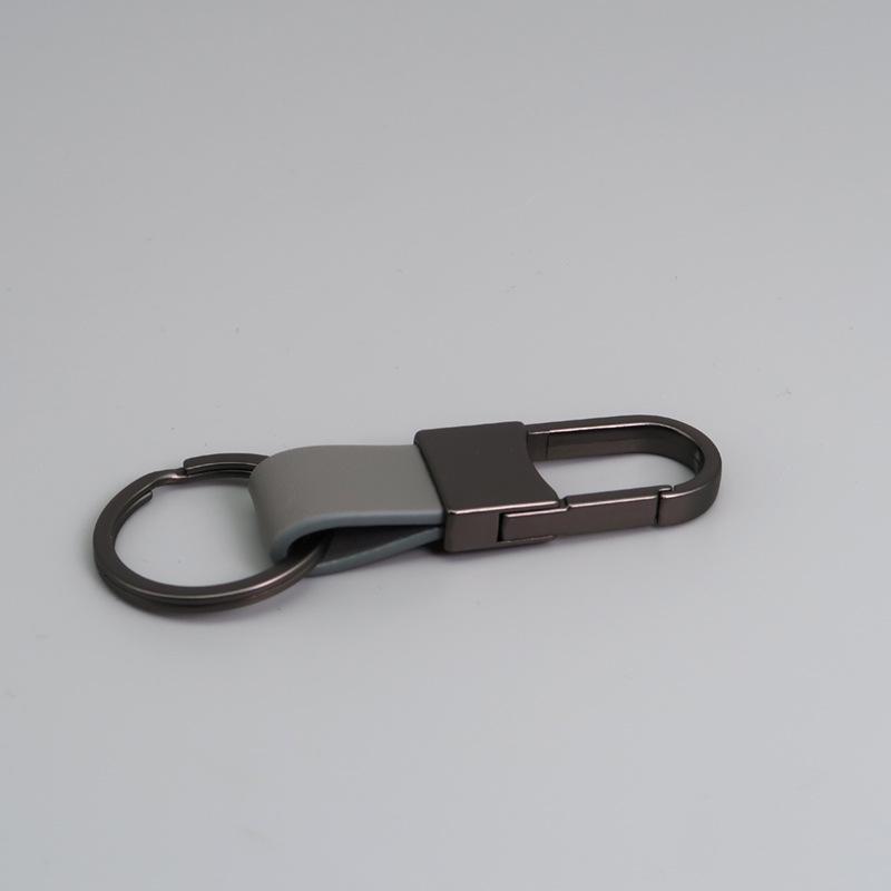 Metal and Genuine Leather Car Keychain with Customizable Laser-Engraved Logo