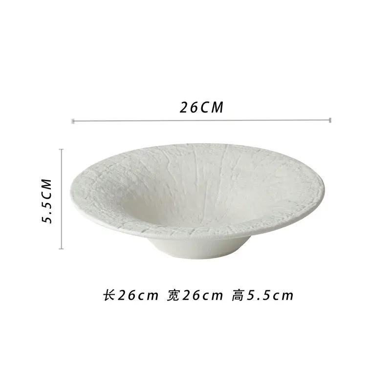 Ceramic Deep Bowl Fruit Plate Salad Bowls Soup Bowls Dining Plate Noodle Bowl Dessert Plates Snack Tray Dim Sum Dish Tableware