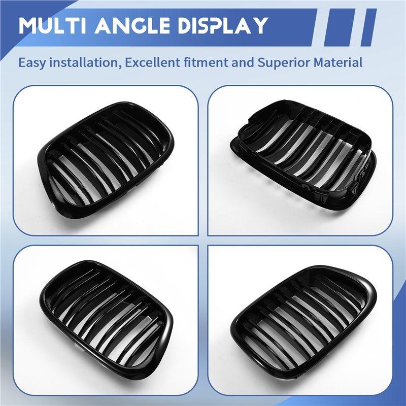 For BMW 5 Series E39 1999-2003 Compatible Car Front Hood Grille Mesh Kidney Grill Replacement Part