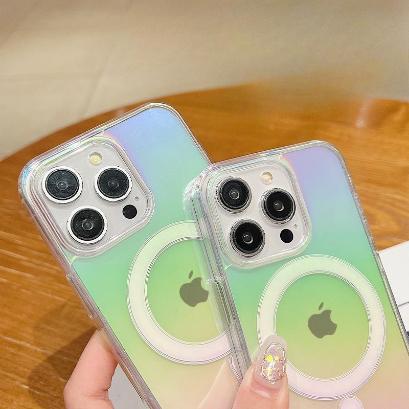 Applicable To Apple 16promax Magnetic Suction Mobile Phone Case Gradient Color Plated IPhone 15 Airbag Full Pack Anti Fall Protection Case