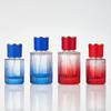 Vertical Gradient Stripe Glass Perfume Bottle - Aesthetic Spray Decanter for Essential Oils and Cosmetics