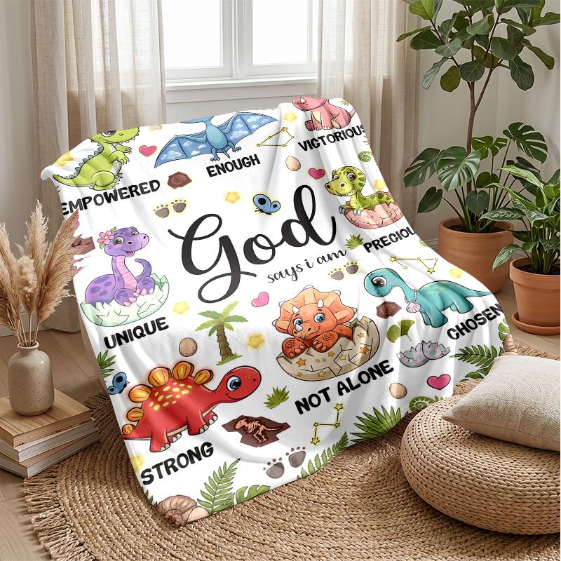 Dinosaur Dreams in the Sky blanket Personalized Name Flannel Blanket Soft Cozy Plush Throw for Sofa Bed Lightweight Home Decor