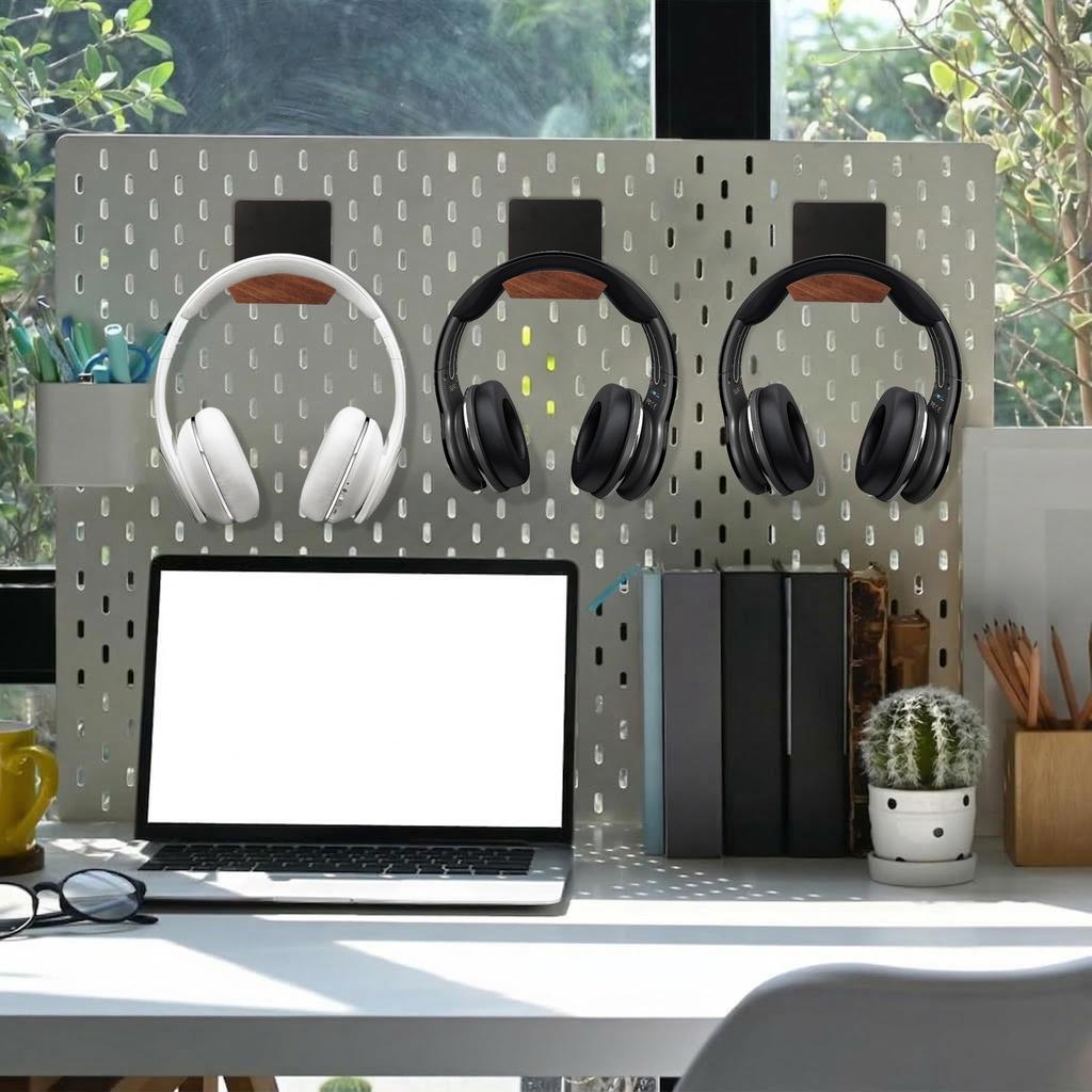 KAIXUANMAN Support Mural Magnétique pour Casque Rangement Magnétique pour Casque Support pour Manette de Casque en Bois Manette pour Casque Bois de Noyer Noir Cintre, Crochet,