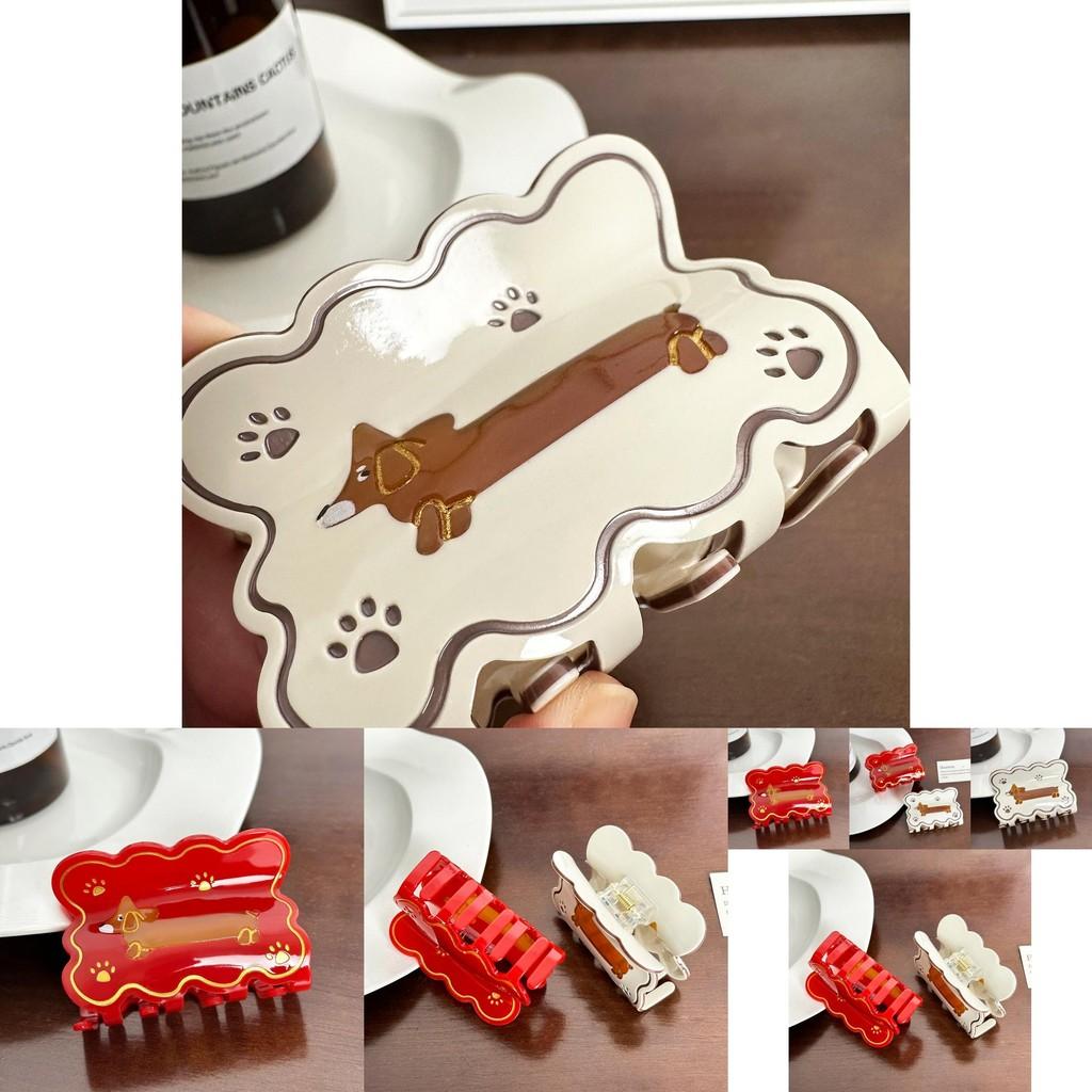 Handcrafted Acetate Hair Claw Clip Featuring Adorable Dog Design For Womens Fashion