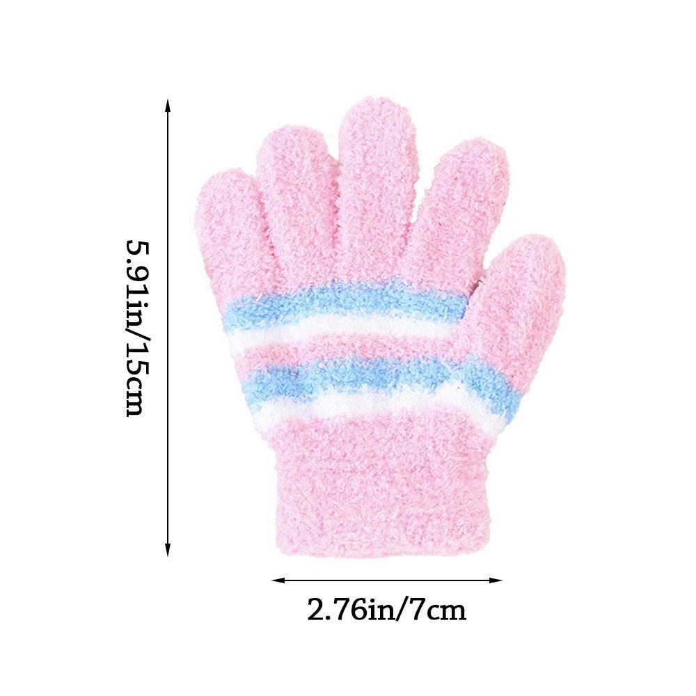 Cute Warm Kids Winter Gloves Windproof Full Finger Children Mittens Elastic Candy Color Baby Gloves for 6-9 Years Old Outdoor