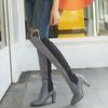 Elegant Women Boots Over Knee High Heel Stylish Winter Autumn Slip-on Lace-up Shoes