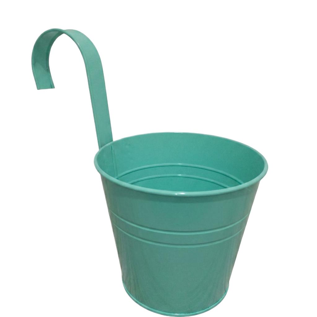 Metal Hanging Flower Pot with Hook for Balcony Garden Fence Outdoor Indoor Plant Container Holder