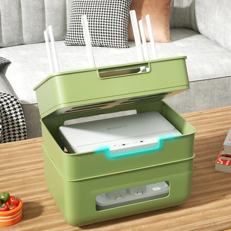 Nordic Stackable Desk Organizer Aesthetic Tv Wire And Cable Cover Storage Organizer Wifi Router Hidden Office Desk Accessories