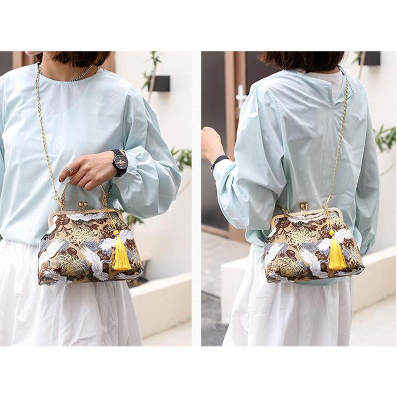Chinesischer Stil Muschel Taschen Kette Damen Schulter Crossbody Handtaschen Vintage Ein Schulter Antiker Stil Mit Cheongsam Tasche