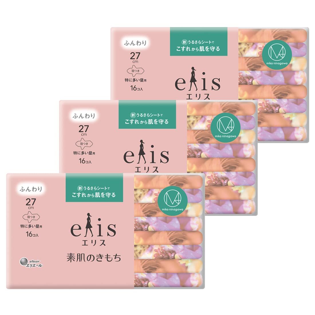 

ninagawa Дизайн в сотрудничестве 3-й Ellis Bare Skin Feelings с 27 см Очень тяжелые дневные 48 штук Прокладки x 3 M/mika Edition Крылышки, (Для использования), (16