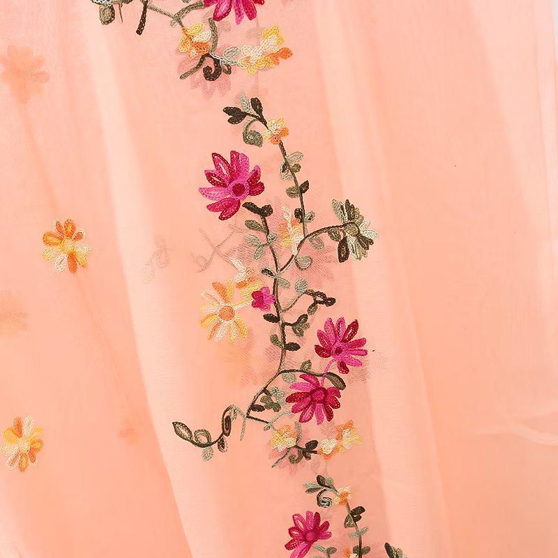 Ethnic Style Embroidered Cotton-Linen Scarf: Thin, Breathable, Fashionable Sun Protection; Wear as Head Wrap or Shawl.