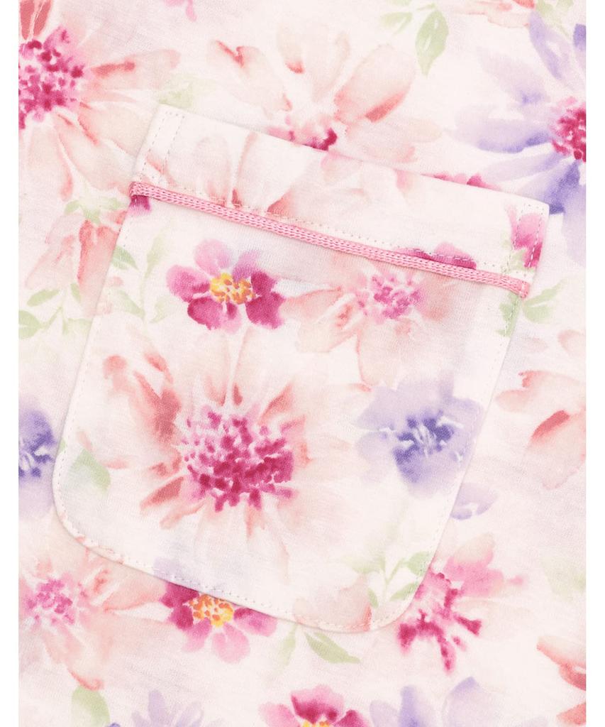 Pajama Half Long Pants Floral Pattern EP8062 PI S [Wing/Wacoal] Set, Sleeves, [100% Cotton] Women's