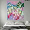 Mermaid Melody Pichi Pichi Pitch Wall Tapestry Aesthetic Wall Hanging Printed Fabric Blanket Decorative Tapestries for Bedroom Living Room Home Decor