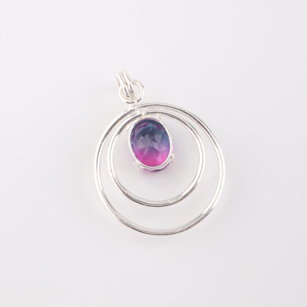 Pink Bio Tourmaline Gemstone 925 Sterling Silver Jewelry Handmade Pendant 1.65" PP-61-53