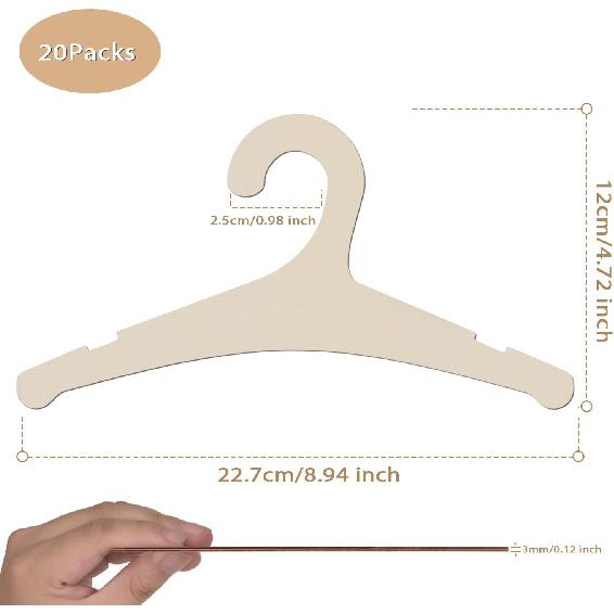 20 Packs Wooden Baby Hangers for Clothes, 9 Inch Wood Newborn Baby Girl Boy Hangers for Nursery Cute Kids Toddlers Children Infant Hanger for Baby