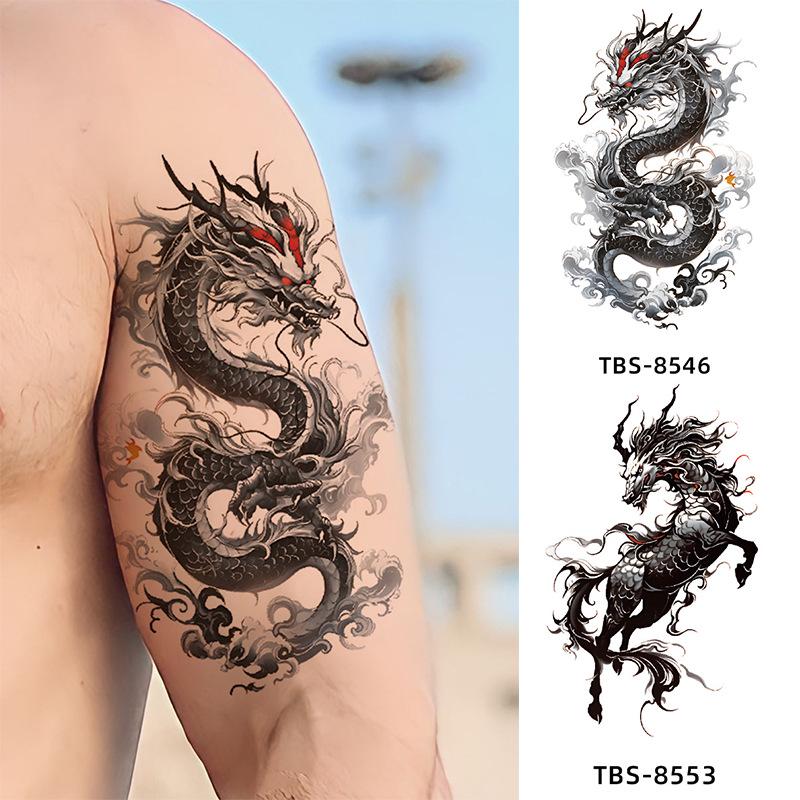 Realistiska Djurtotem Tatuering Klistermärken: Drake, Fenix, Tiger, Varg