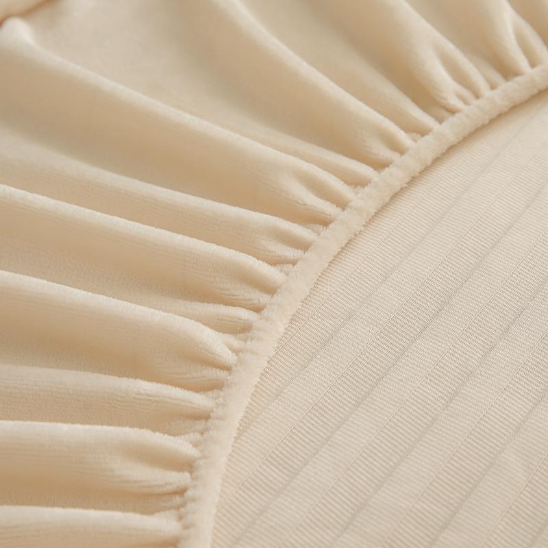 Fluffy Plush Fitted Bed Sheet with Elastic Band Solid Color Mattress Protective Cover Thick Bedspread for Single Double Bedsheet