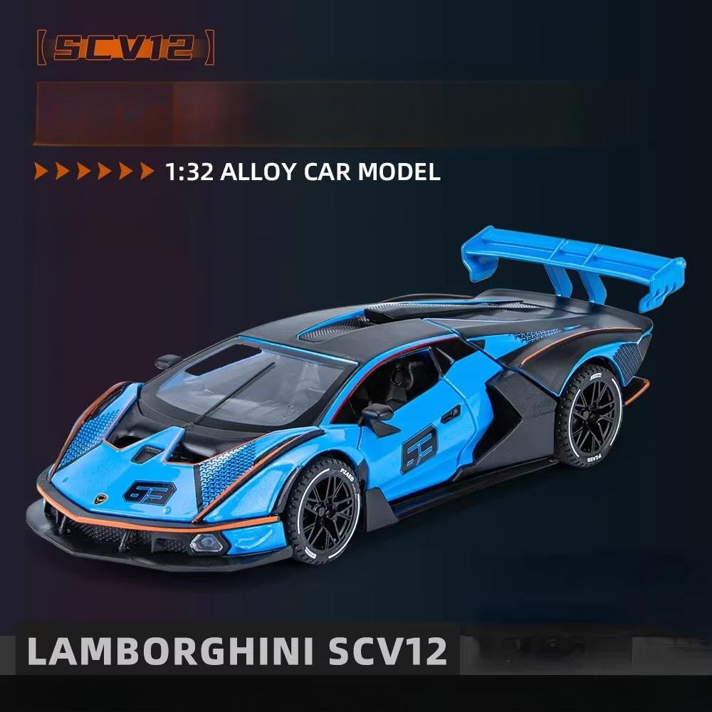 1:32 Lamborghini SCV12 Sports Car High Simulation Diecast Metal Alloy Model Car Sound Light Pull Back Collection Kids Toy Gifts
