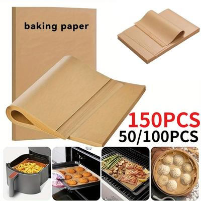 50/100/150Pcs Unbleached Baking Parchment Paper Sheets for Air Fryer Oven Grill Non Stick Cake Bread Cookies Pizza Roasting Healthy