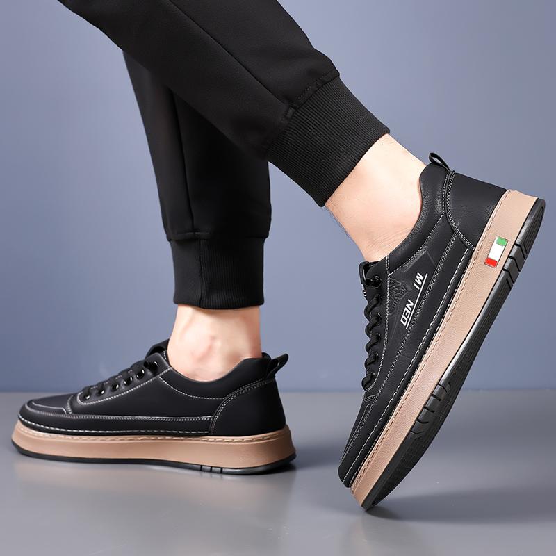 Fashion 2024 New Arrival Leather Sneakers Mens All-match Casual Shoes Outdoor Walk Footwear Lace Up Travel Oxford Shoes Male Skate Shoes