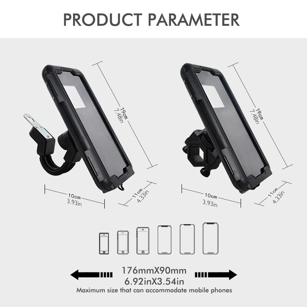 Motorcycle Phone Holder 360 Degree Rotation Cell Phone Clamp Motorbike Smartphone Mount Scooter Phone Clip For 4 -7.4 Inche