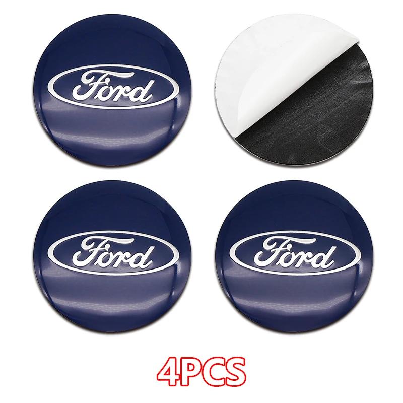 

New 2026 Car Sticker 4pcs 56/60/65mm Car Wheel Centre Caps Set Hub Centre Rim Cover Badge Blue Center Wheel Cap For Ford Models 56mm