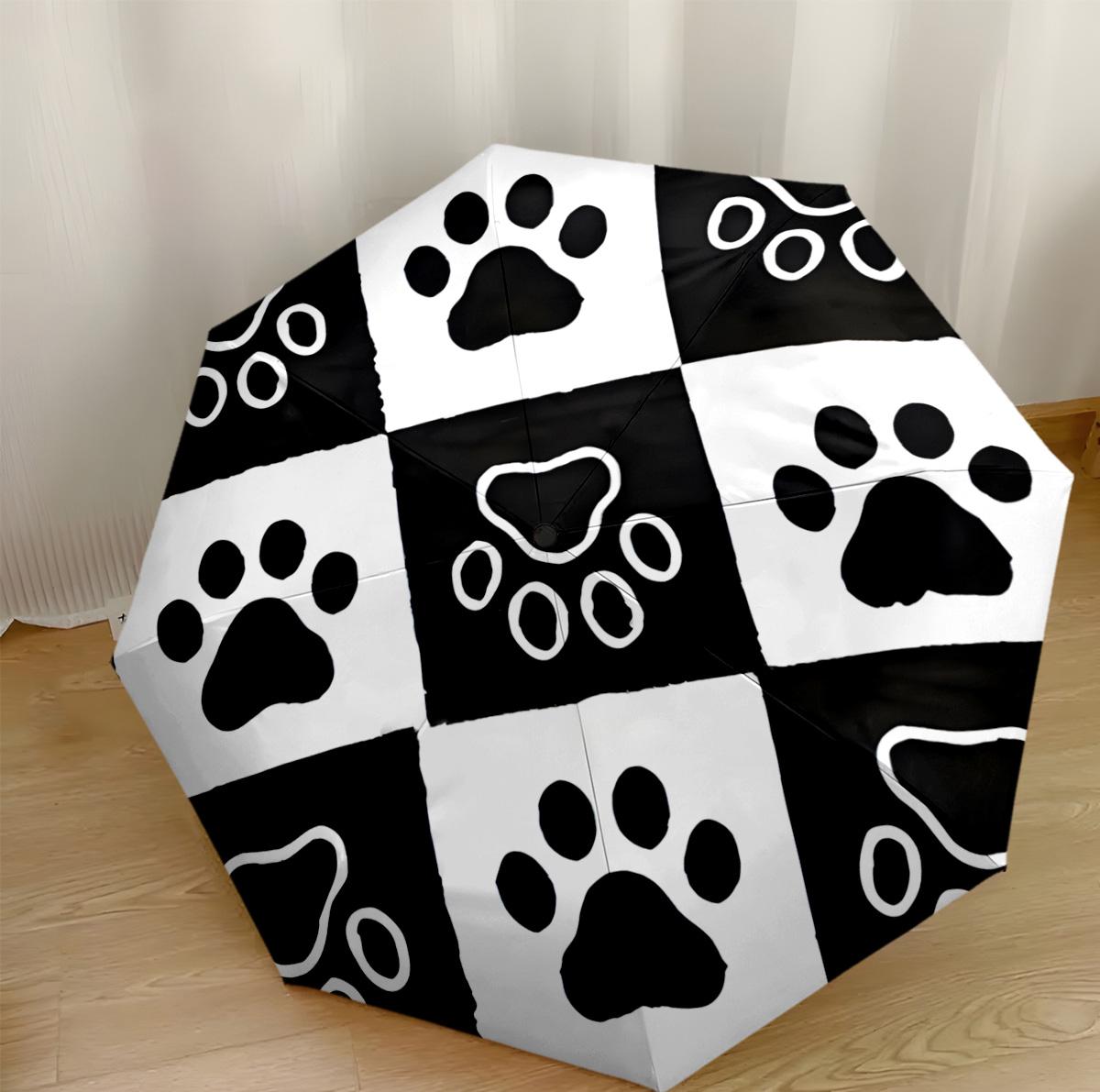 

Heart And Paw Love Outdoor Automatic Umbrella Folding Umbrella with 8 Ribs Durable Plastic & Iron All-Season Travel Fashion Lovers