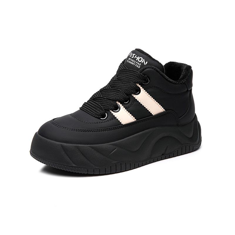 Leder High-Top Schuhe Herbst und Winter Neu Samt Plateau Brot Schuhe Warm Super Trend Freizeit Schuhe