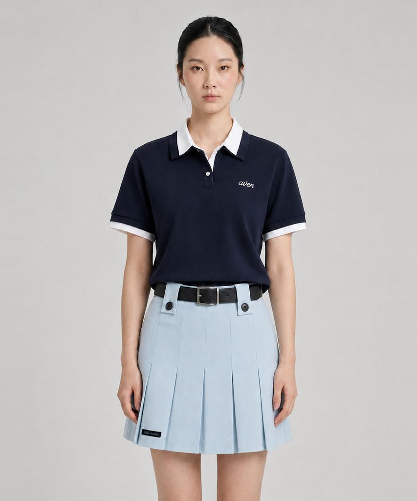 AVEN Dry Motion Tailored Pleated Skirt Sky Blue