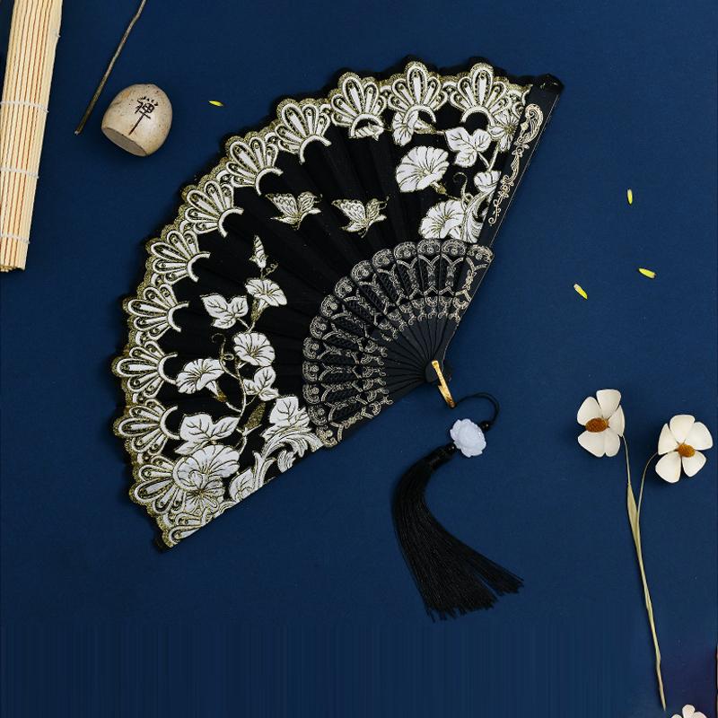 Chinese Style Folding Fan Portable Dance Performance Hand Fan Ancient Cheongsam Photography Props Classical Gift for Ladies