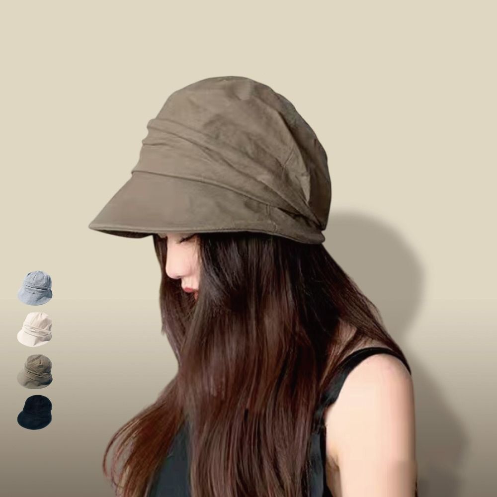 

Japanese Bucket Hat Cotton Basin Cap Portable Pleated Women Cap 1 Green
