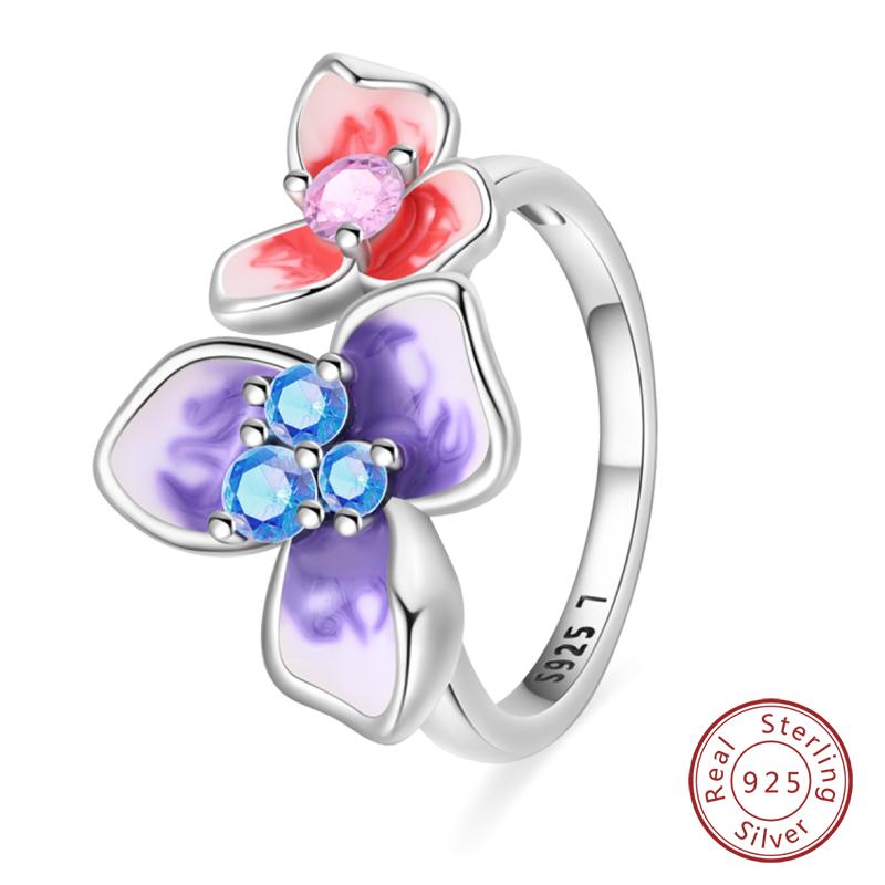 New Rings For Women 100% 925 Silver Star Moon Colorful Zircon Rings Fine Wedding Engagement Birthday Jewelry Gifts