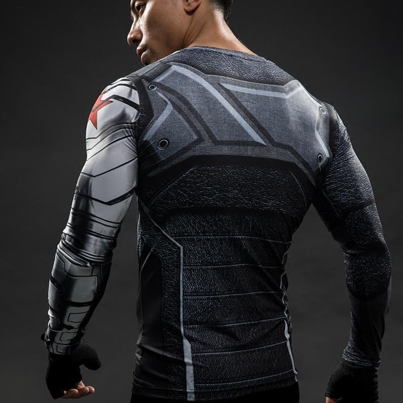 Winter Soldier Captain Marvel Workout Shirt Soldier Compression
