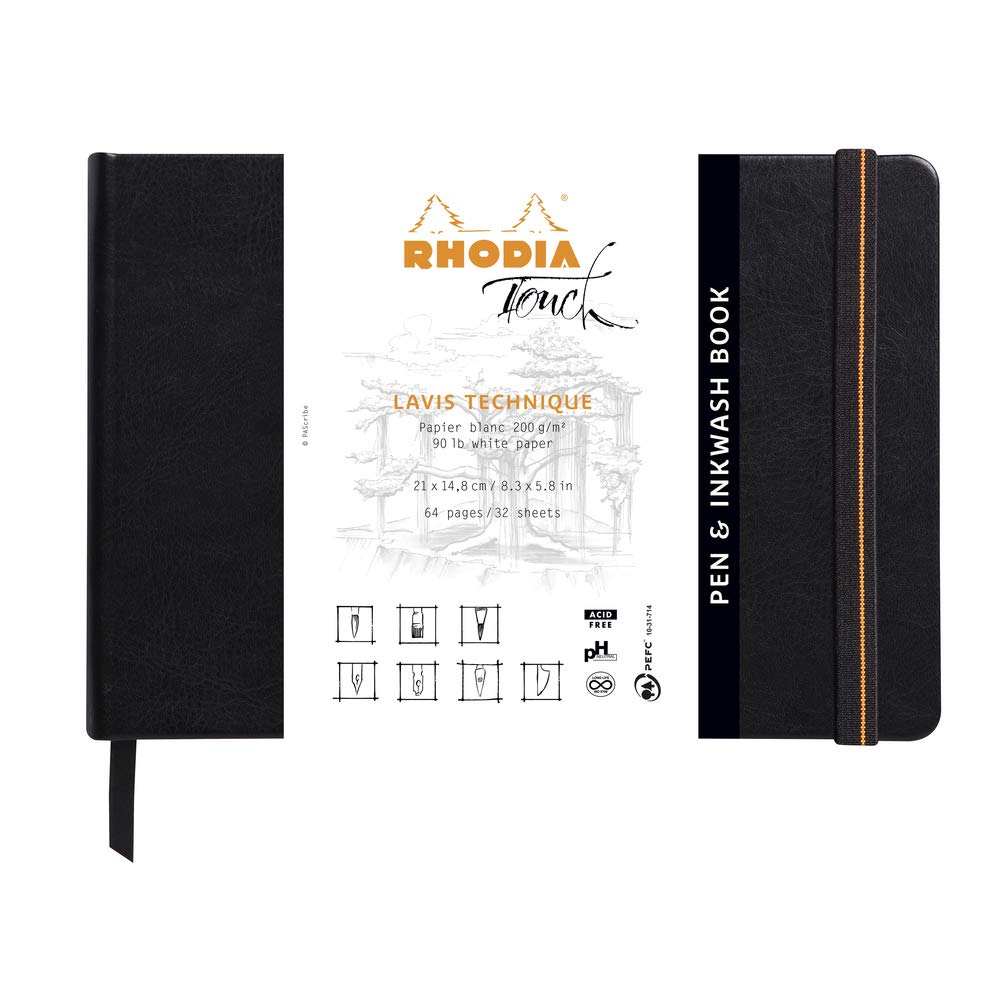 

Rhodia Touch Drawing Pen Ink A5 Landscape 200g Paper 64 RHODIA Touch cf116126 Sketchbook, Paper, & Washbook, (White Paper, Plain, Weight, Pages) белый