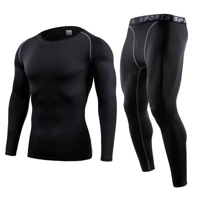 [Muxuryee] Men's Sports Innerwear, Top and Bottom Set, Long Sleeve, Sports Tights, Compression Wear, Undershirt, Spats, Compression Shirt, Cold