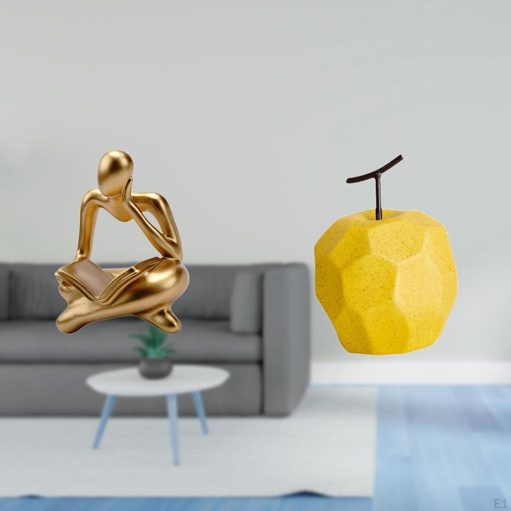 Porcelain Abstract Fruit Thinker Sculpture Statue Decoration Ornament for Tabletop Living Room Shelf
