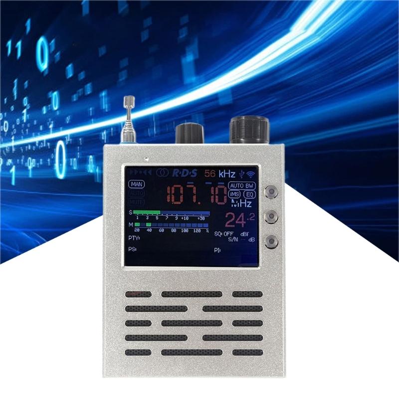 Full Bands Wireless Portable TEF6686 Radio Receiver LCD Display with Rechargeable Battery & Metal Case for Household