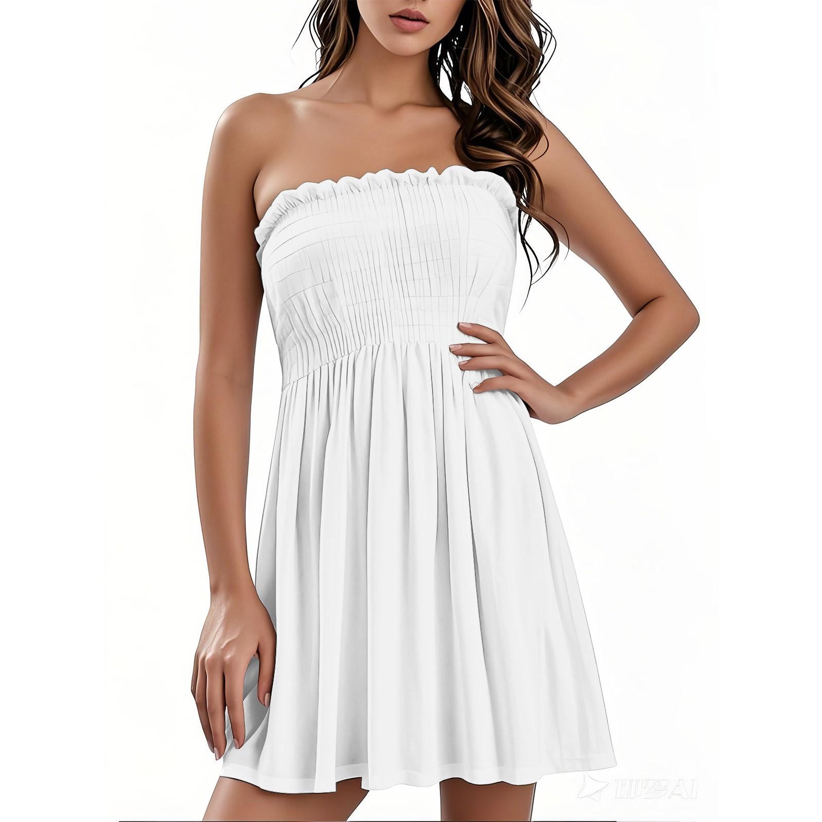 

Модное женское повседневное платье-труба однотонного цвета без рукавов XXXL белый