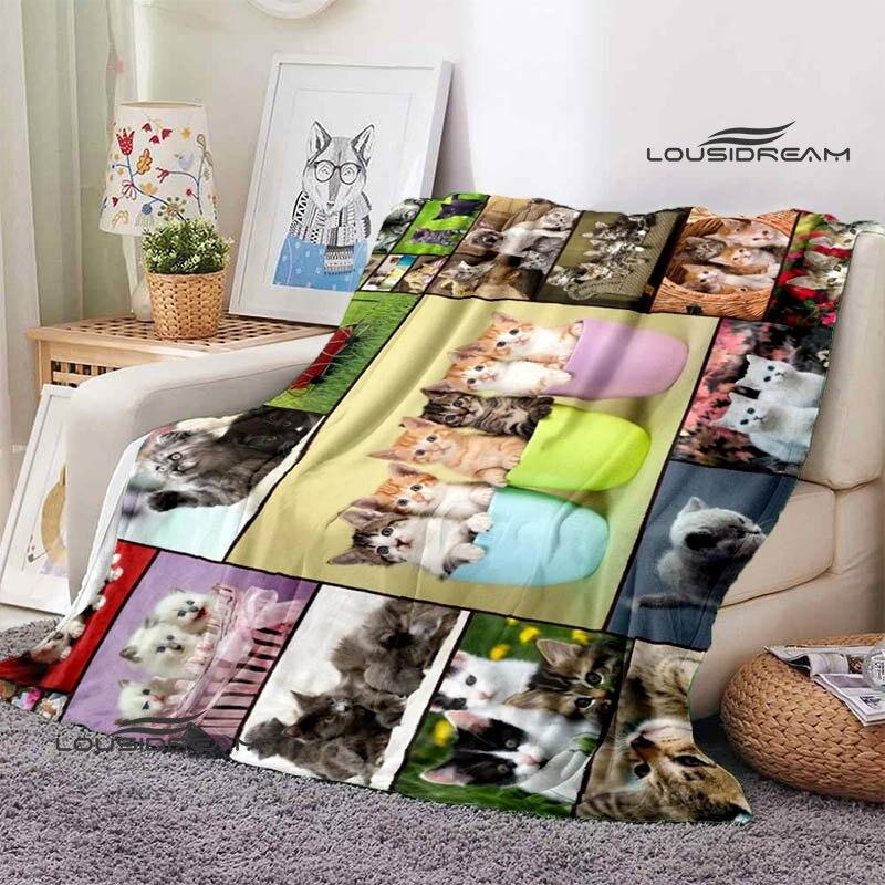 3D-Decke mit Katzendruck, modisch, hält die Decke warm. Flache Zutaten, weich und bequem, Heimreisebettdecke, Geburtstagsgeschenk