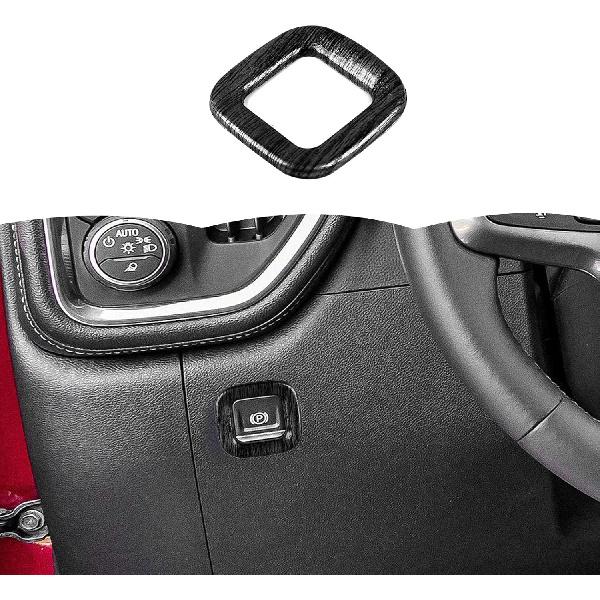

Carbon Fiber Electronic Parking Brake Button Trim Cover Ring Interior Accessories for Chevrolet Silverado 2019-2021,for GMC Sierra 2019-2022 Black wood grain