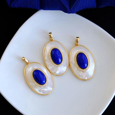 Designer New Artificial Fritillary Lapis Lazuli Necklace Vintage Pearl Earrings for Women High Quality  Jewelry Sets