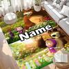 Custom Name Personalized Masha and The Bear Print Carpet, Versatile Home Decor Rug, for Playroom, Apartment, Balcony, Entryway, Hallway Gift