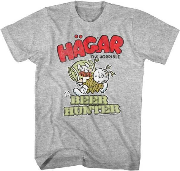 Hagar The Horrible Beer Hunter Running With Keg 1970s Comic Strip Men s T Shirt 2XL