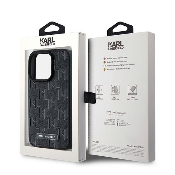 Karl Lagerfeld Klhmp15Xpkhporpk Iphone 15 Pro Max 6.7 Hardcase Czarny/Black Leather Monogram Metal Logo Magsafe