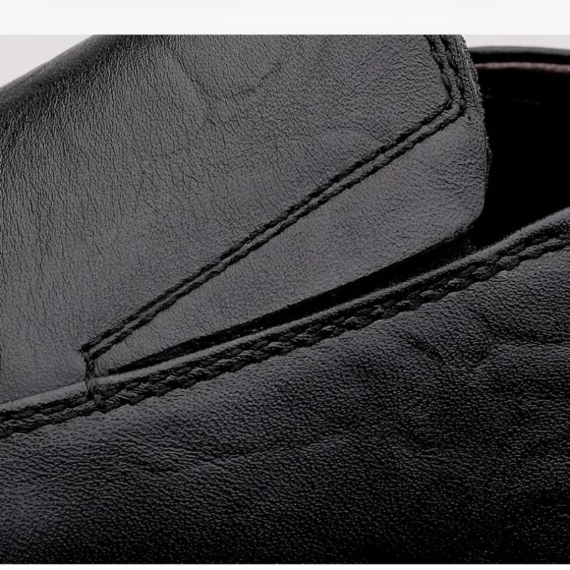 Men's Leather Casual Shoes Breathable Slip On Lazy Driving Shoes High-end Office Fashion Shoes