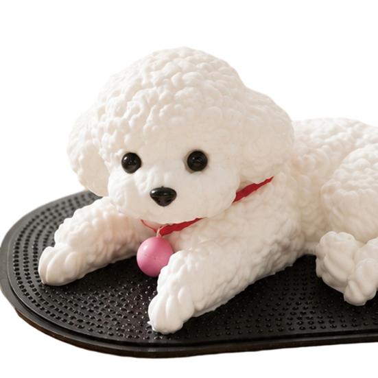 Creative Gifts for Anxiety Cute Puppy Figurine, Car Dashboard Decoration with Anti-Slip Mat, Relief Fidget Toy Soft TPR Toy, Automotive Interior