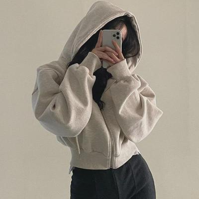 2024 Spring/Autumn Women's Velvet Slim Fit Hooded Zip-Up Sweatshirt